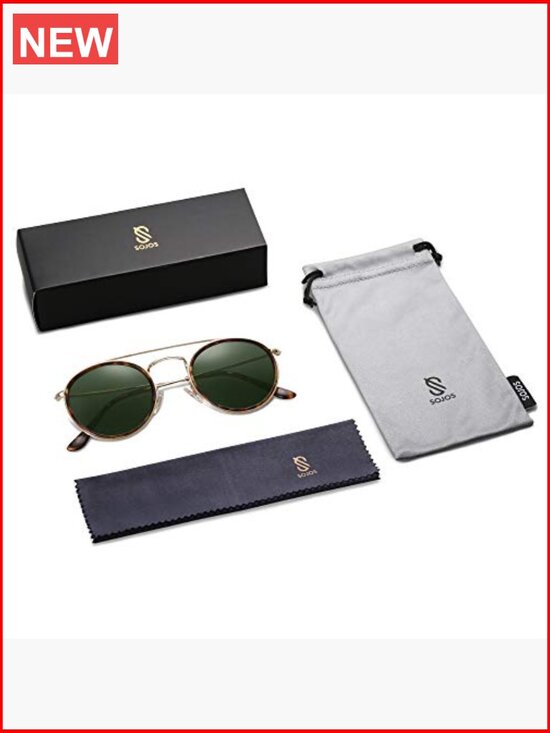 Retro Vintage Round Polarized Sunglasses Double Bridge